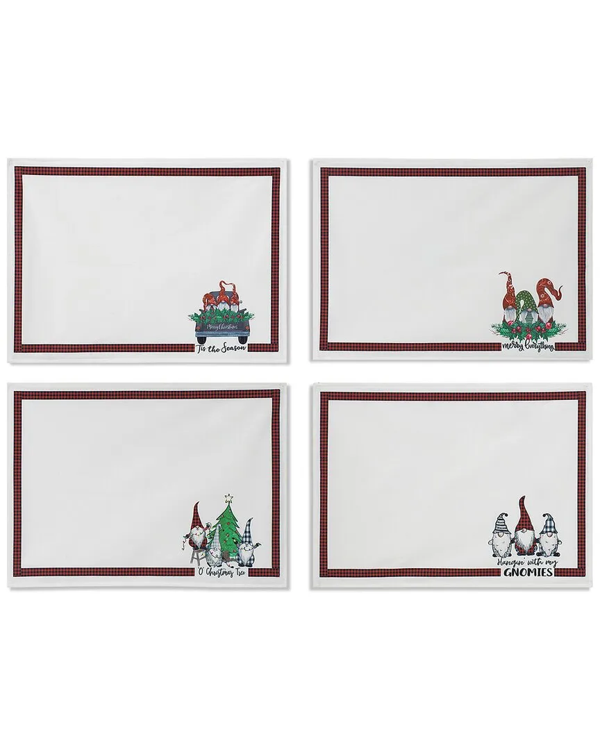 18-Inch Gnome Design Fabric Placemats Set of 4 - White image