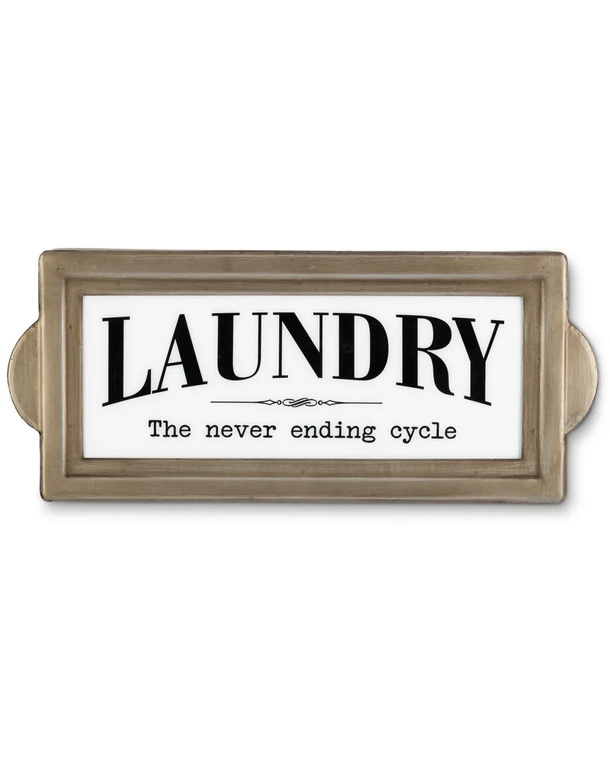 22-Inch Battery Operated Lighted Laundry Wall Decor - White