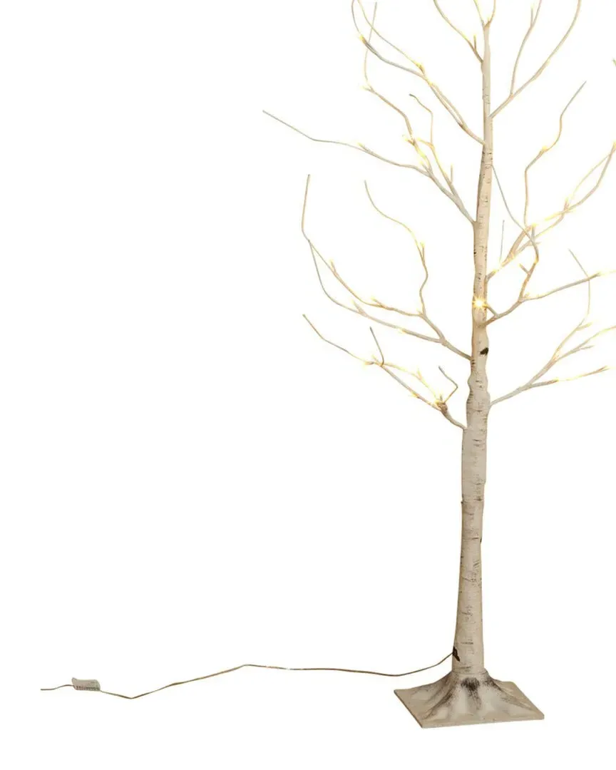 4ft Electric Birch Tree with Mini LED Lights - White