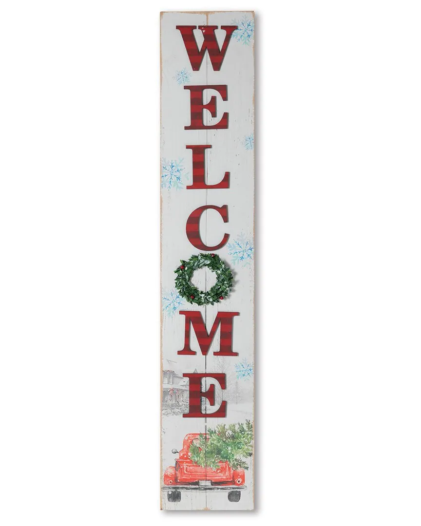 Christmas Holiday Porch Sign with Red Antique Truck - Multicolor image