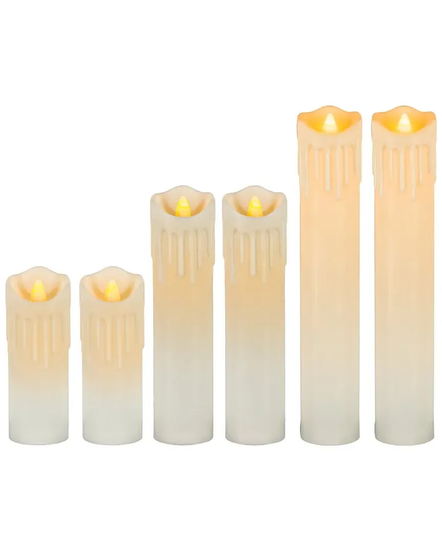 Everlasting Glow Set of 6 Battery Operated Candles - Ivory