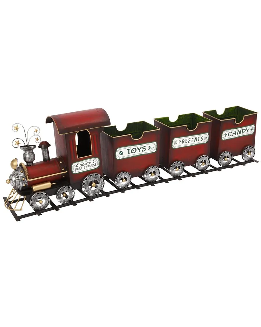 Holiday Train Set with 3 Cars - Red, Metal