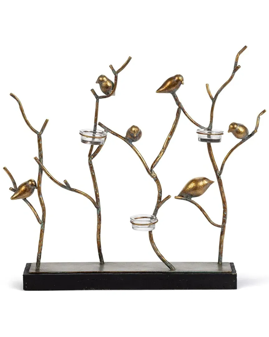 Metal & Wood Bird in Branches Tabletop Decor - Black image