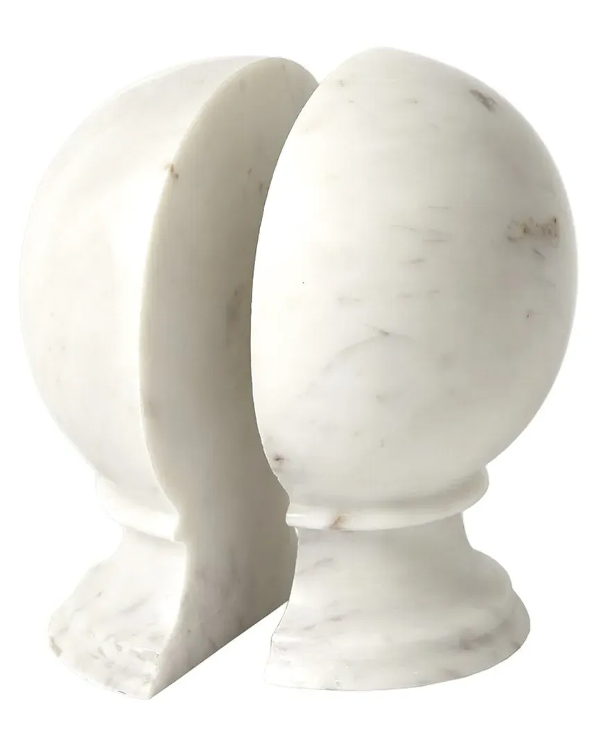 Marble Sphere Bookends - White image