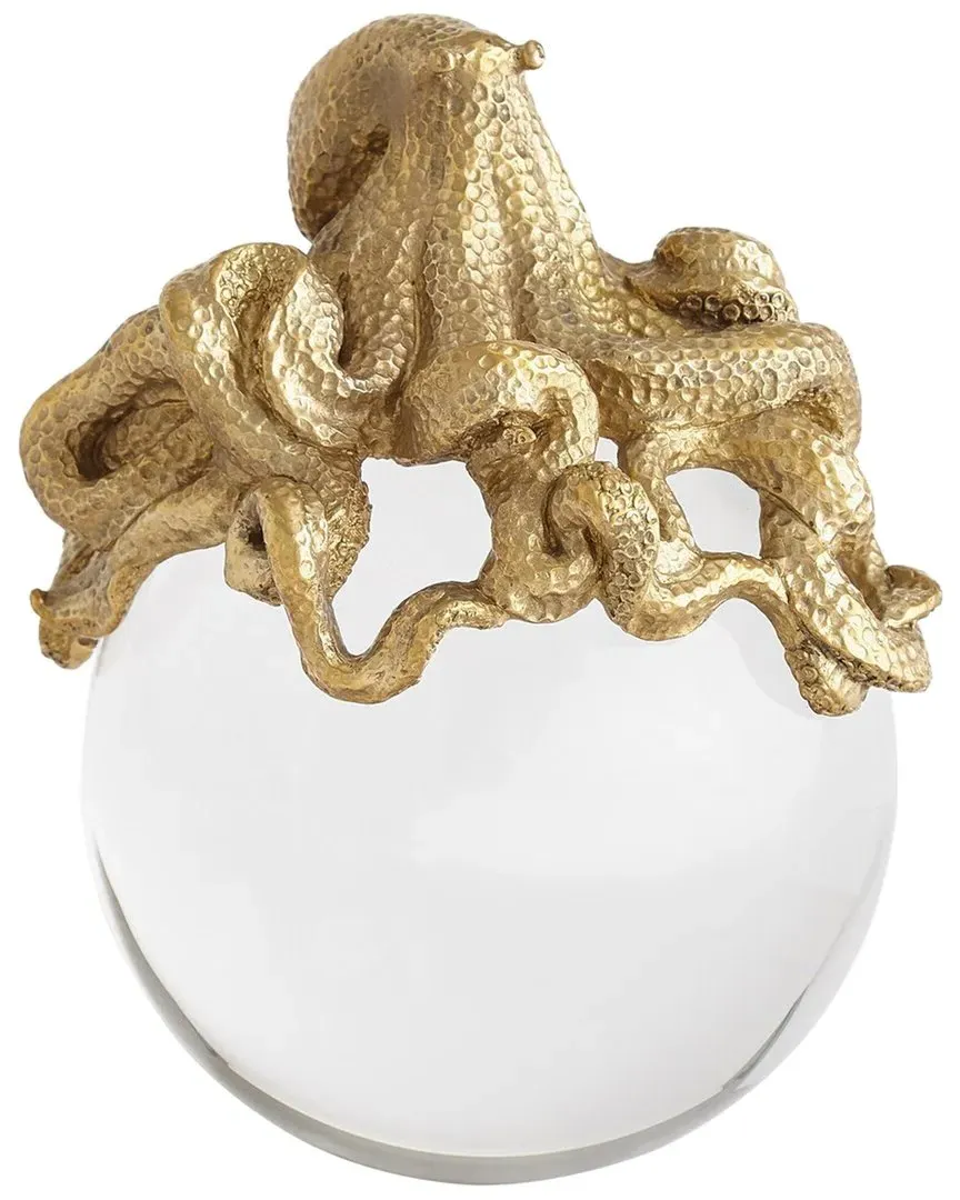 Octopus on Orb Decorative Sculpture - Brass image