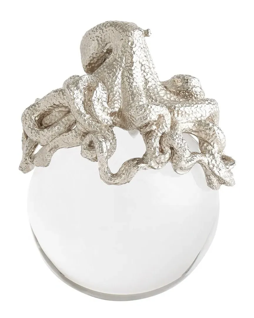 Octopus on Orb Decorative Sculpture - Nickel
