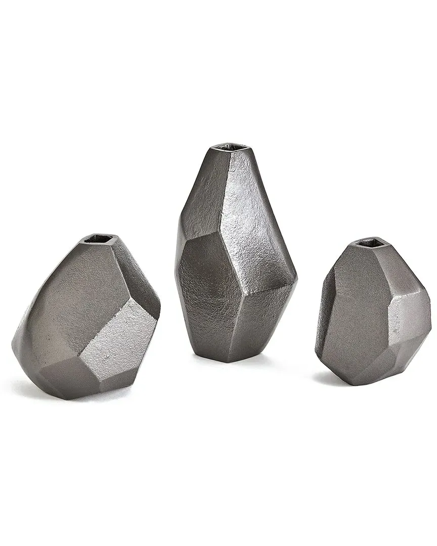 Set of 3 Geo Vases - Black, Aluminum