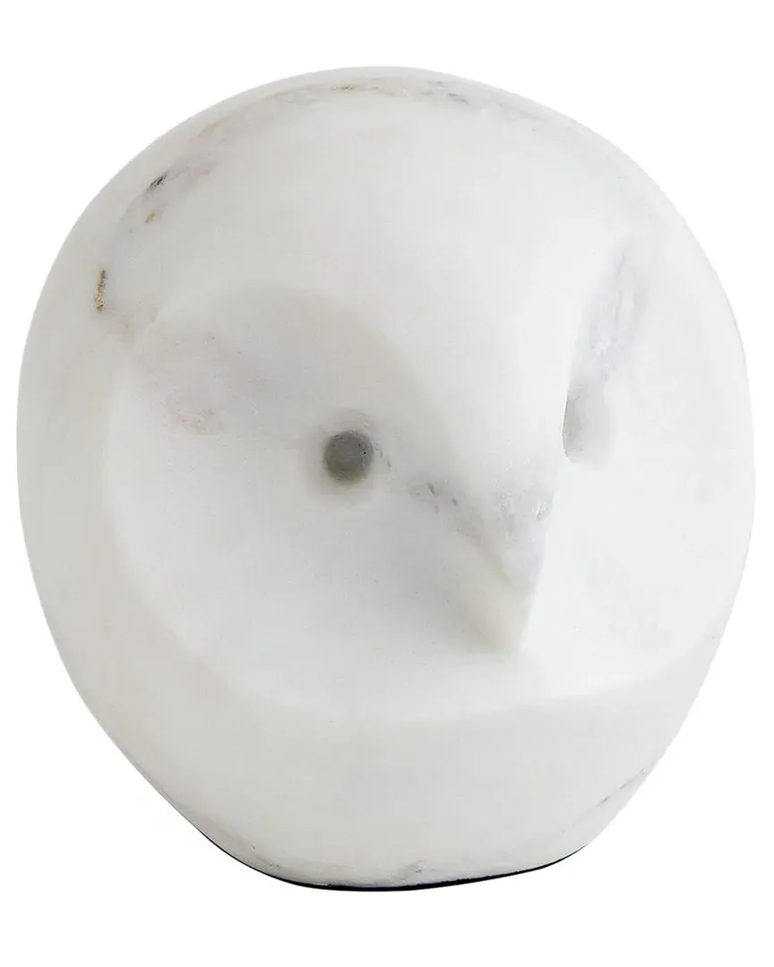 Sitting Owl Decorative Sculpture - White, Marble