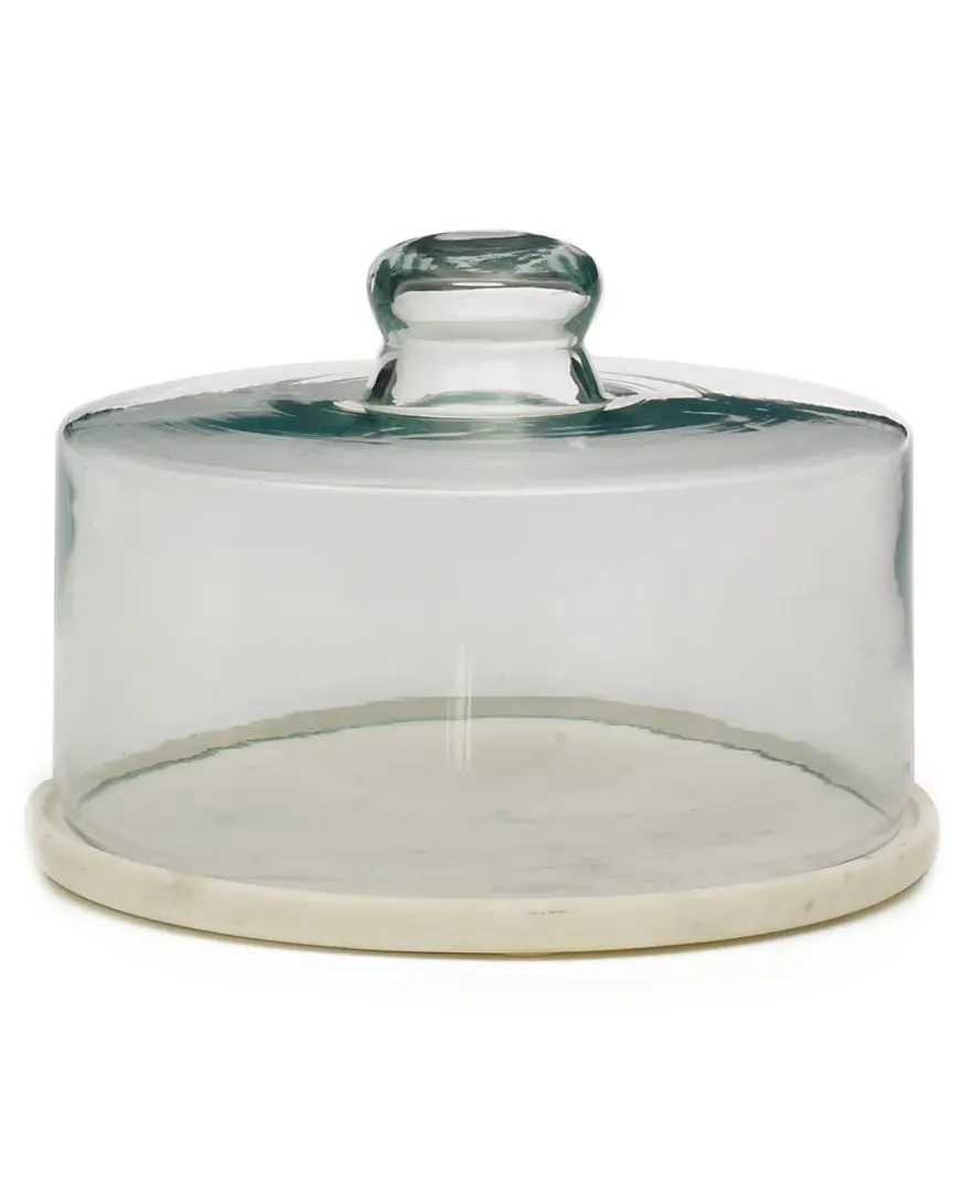 Marble and Glass Fromage Dome - White image