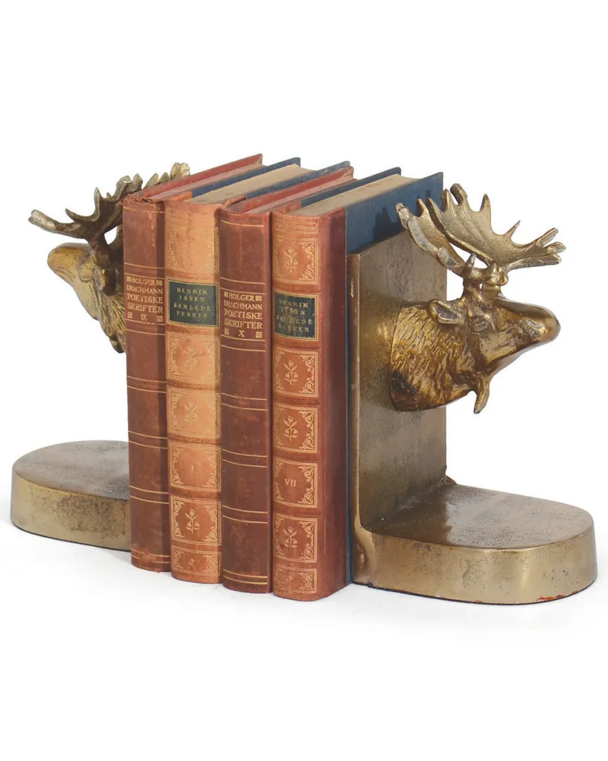 Moose Brass Bookends - Natural image