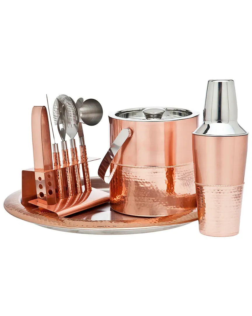 9pc Copper Bar Set with Tray and Shaker - Copper