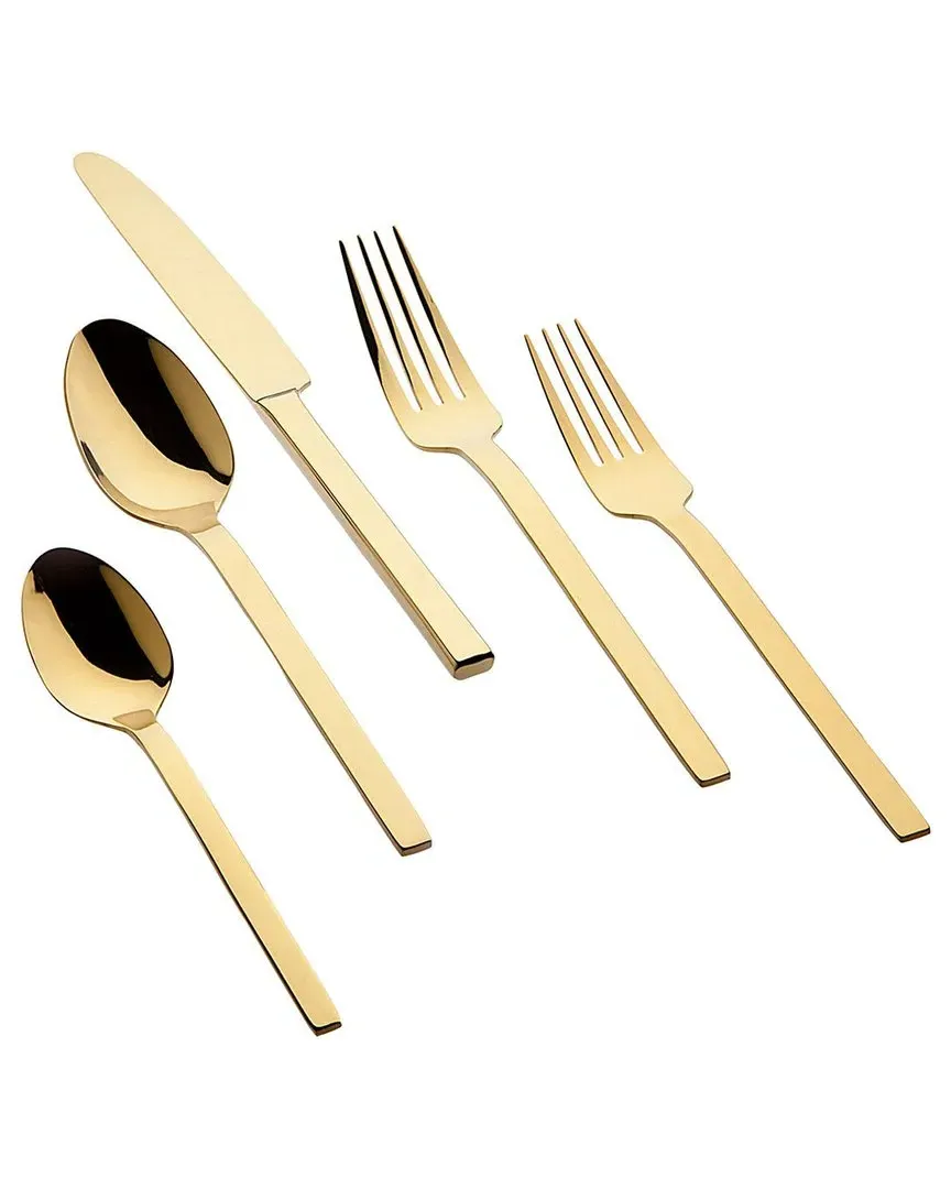 Atlas Mirrored 20pc Flatware Set - Gold, Stainless Steel