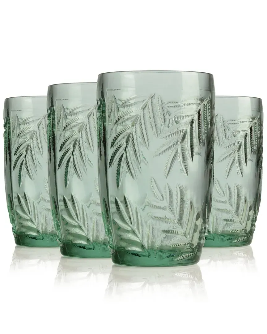 Bali Set of 4 Highball Glasses - Green, Crystal image