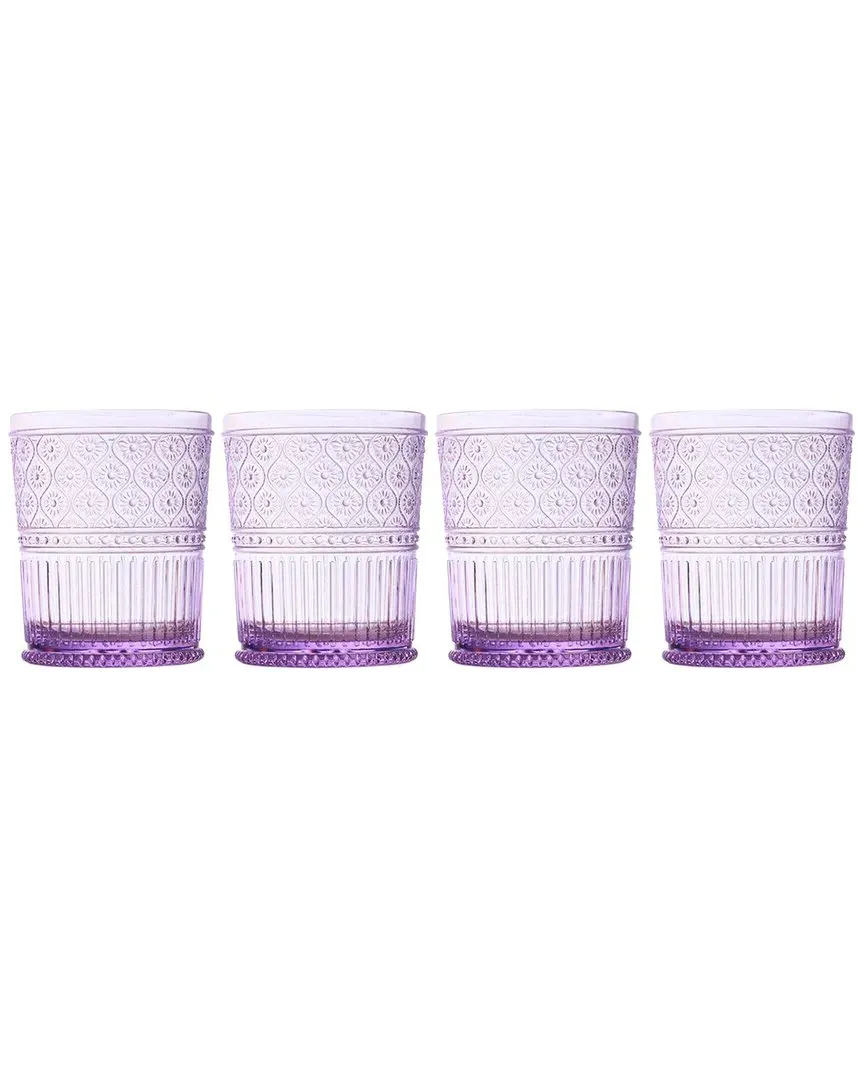 Claro Set of 4 Double Old Fashioned Glasses - Lavender, Acrylic