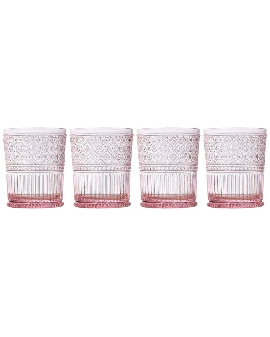 Claro Set of 4 Double Old Fashioned Glasses - Pink, Acrylic