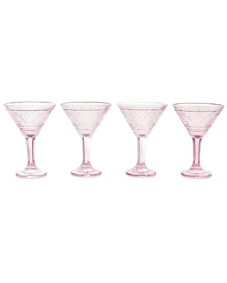 Claro Set of 4 Martini Glasses - Pink, Crystal