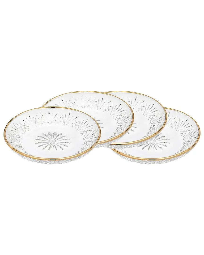 Dublin Crystal Rimmed Dessert Plates Set of 4 - Clear