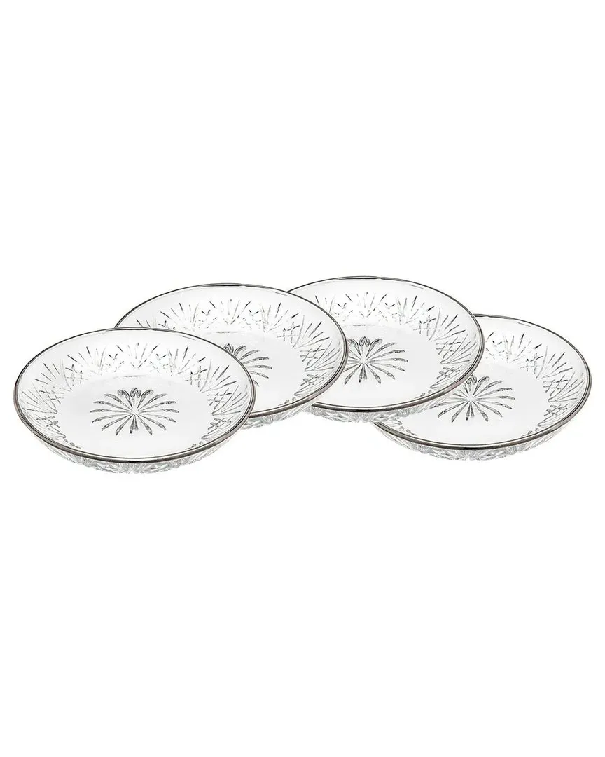 Dublin Crystal Rimmed Dessert Plates Set of 4 - Clear