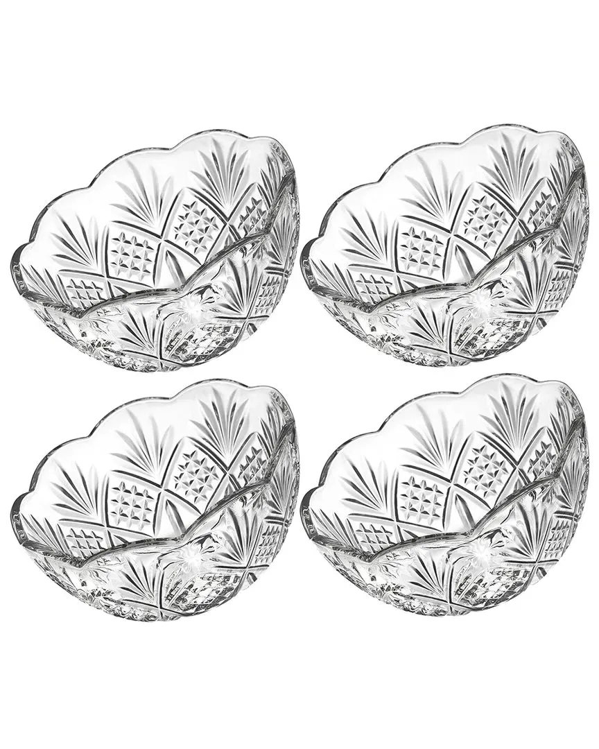 Dublin Crystal Scalloped Dessert Bowls Set of 4 - Clear