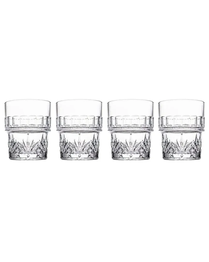 Dublin Crystal Stackable Double Old Fashioned Glasses Set of 4
