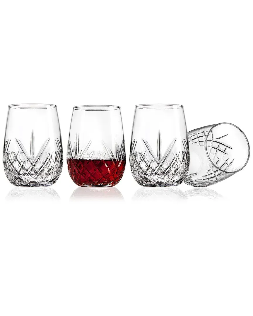 Dublin Crystal Stemless Wine Glasses Set of 4 - Clear