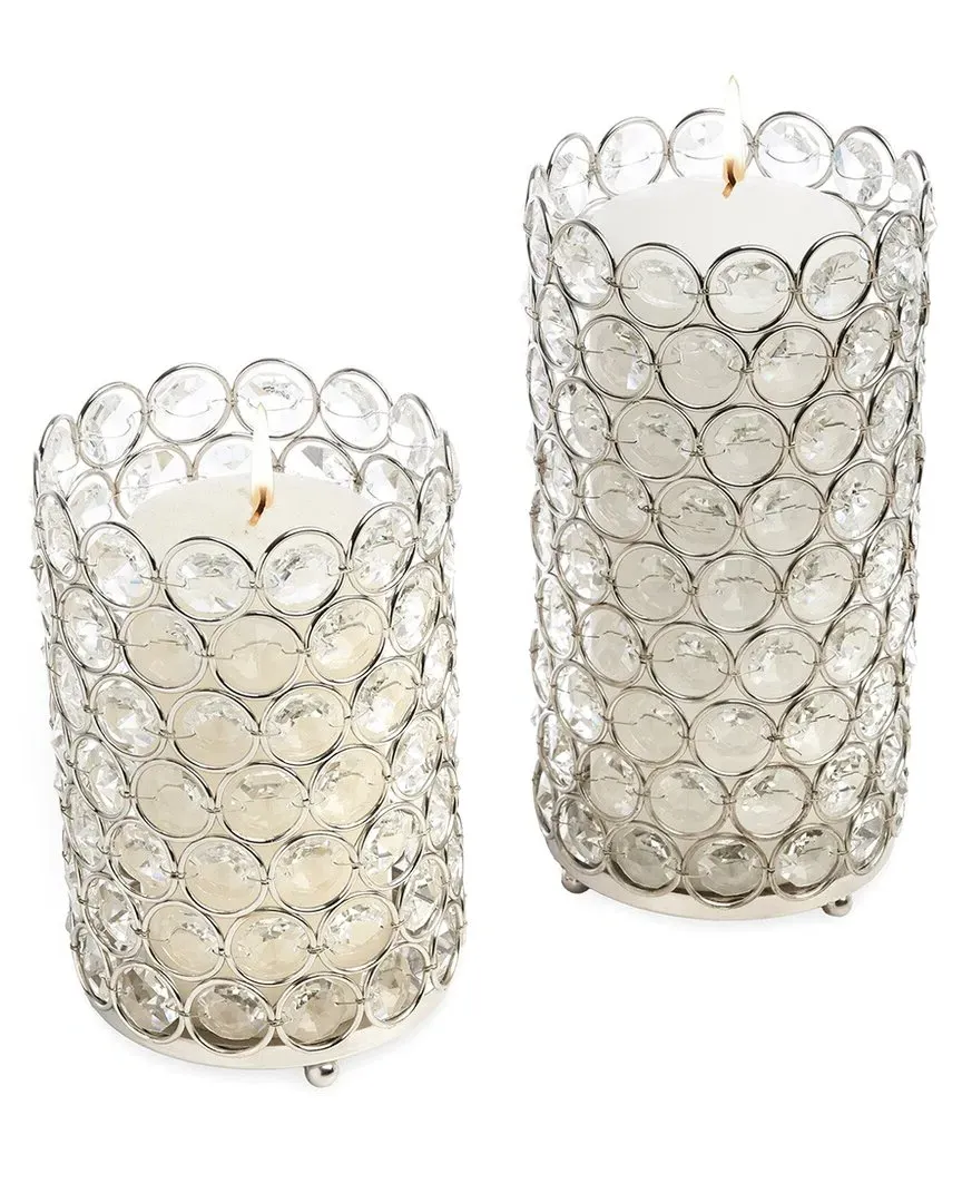 Glam Pillar Candle Holder Set - Silver, Aluminum image