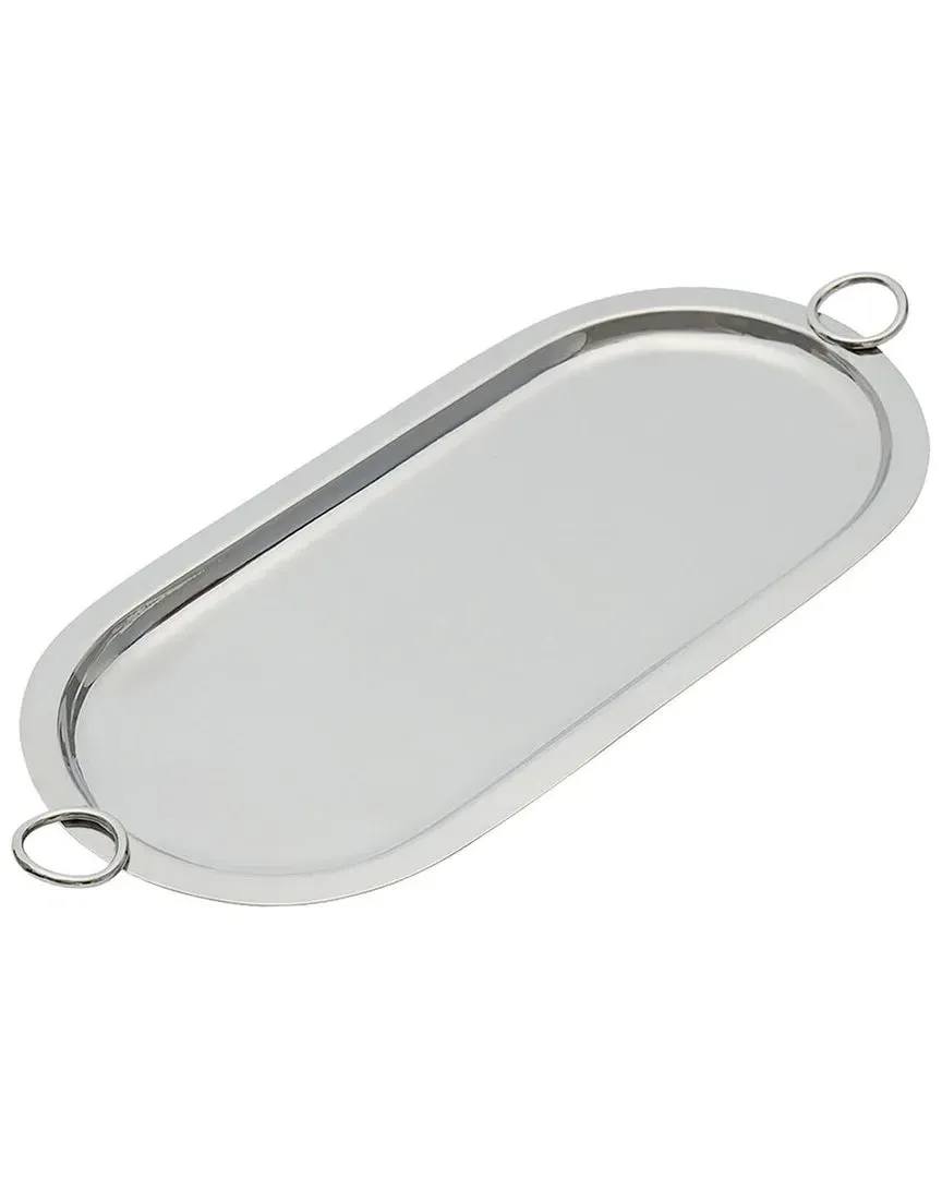 Godinger Large Oval Tray with Ring Handles - Silver, Stainless Steel image