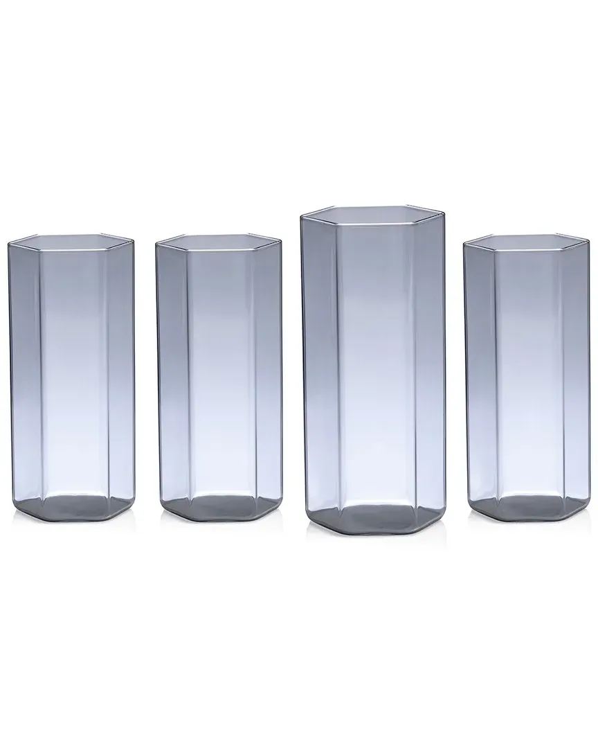 Helix Hexagonal Highball Glasses Set of 4 - Smoke, Borosilicate