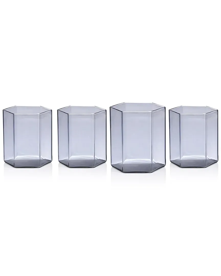Helix Set of 4 Double Old Fashion Glasses - Grey, Borosilicate image