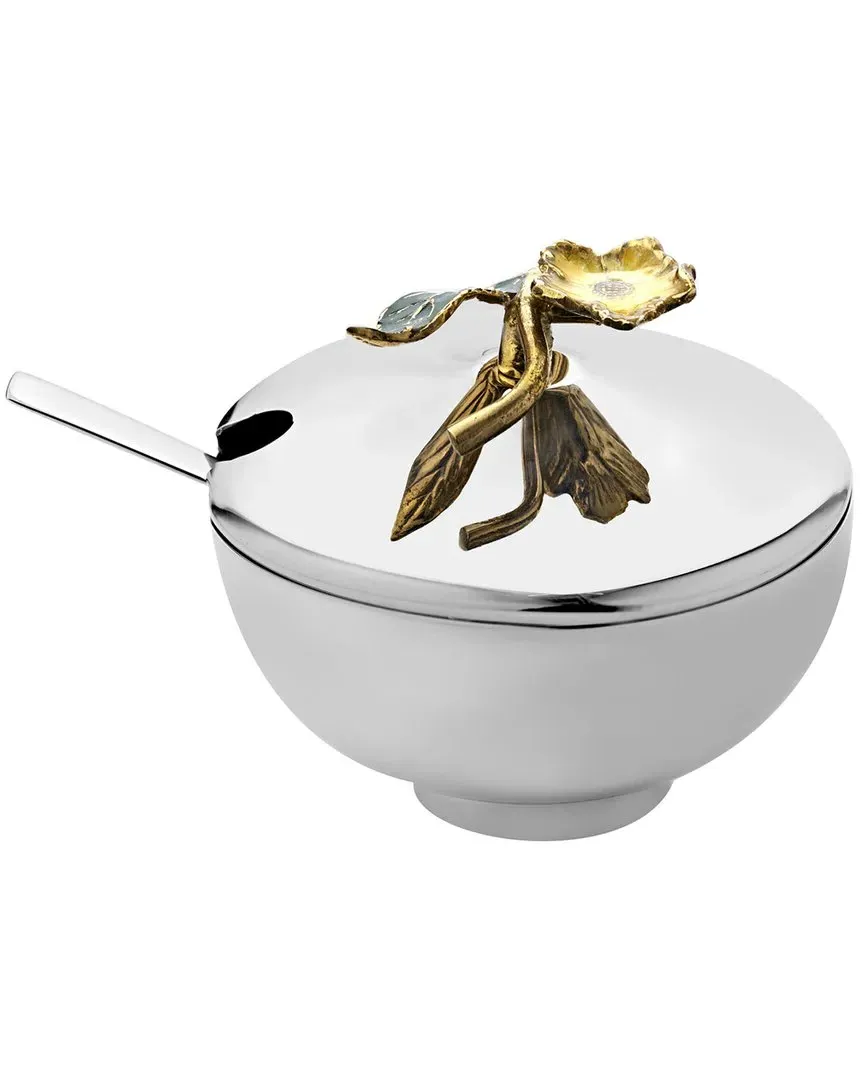 Hellebore Covered Dish with Spoon - Gold, Stainless Steel image