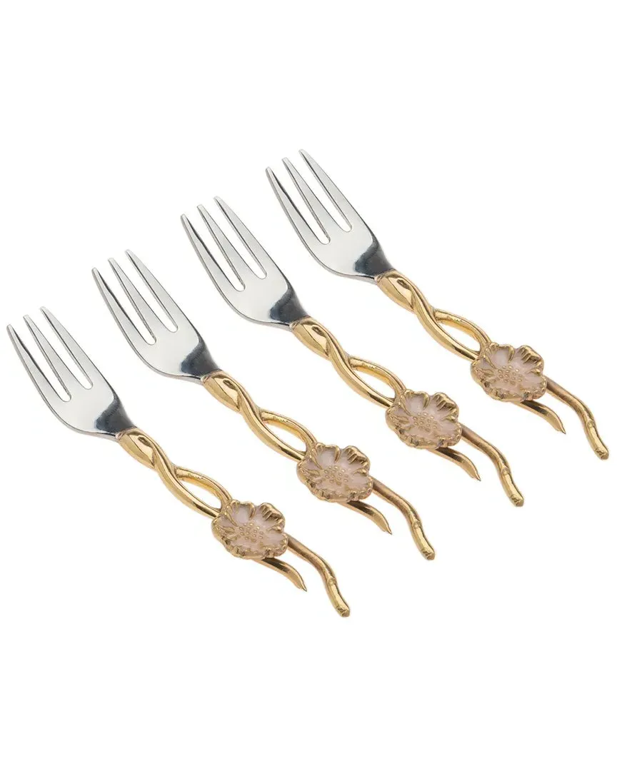 Hellobore Dessert Forks Set of 4 - Gold, Stainless Steel image
