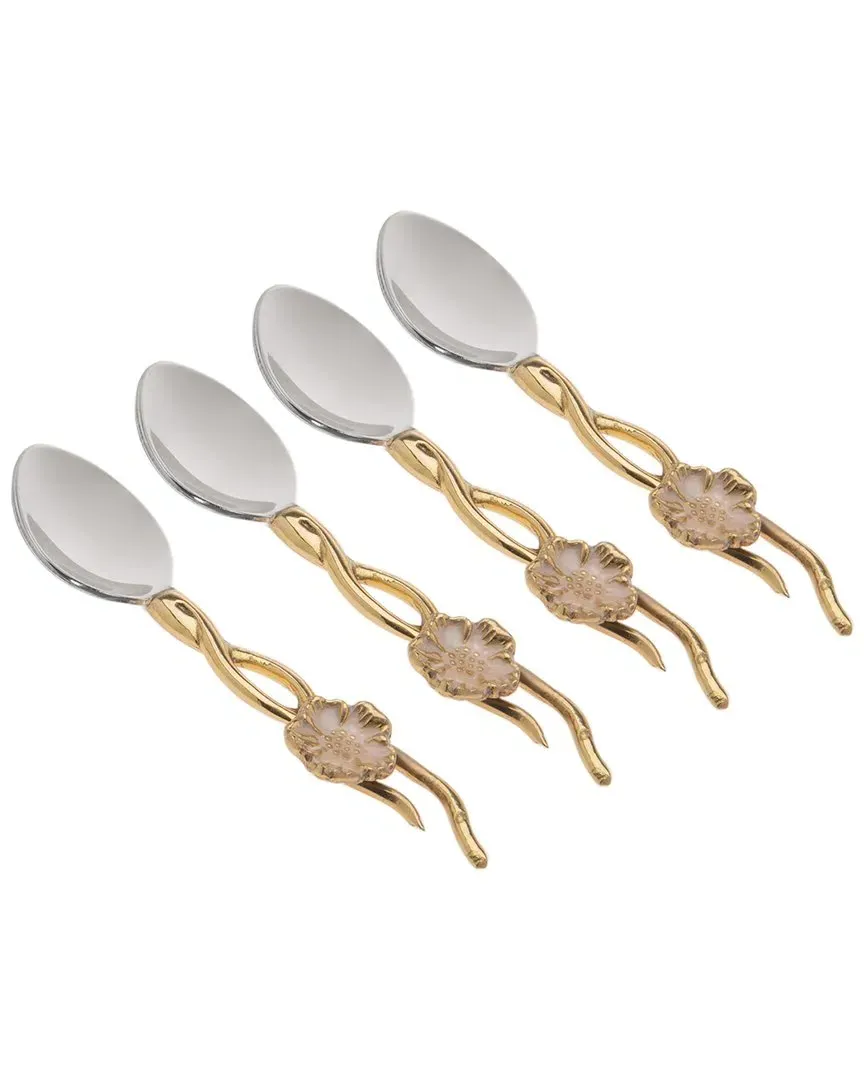 Hellobore Dessert Spoons Set of 4 - Gold/Silver, Stainless Steel