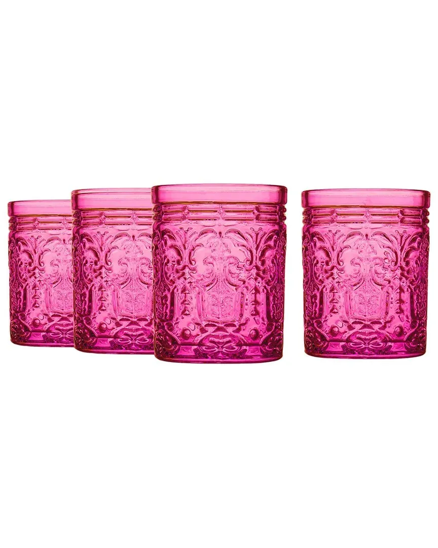Jax Set of 4 Double Old Fashioned Glasses - Hot Pink