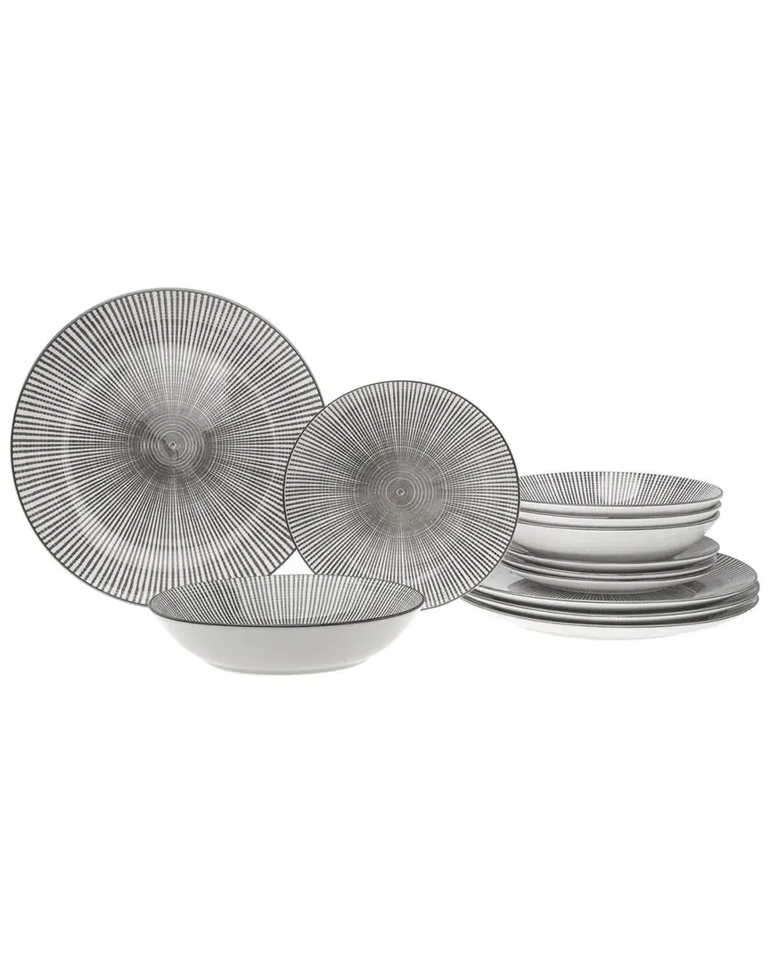 Laura 12-Piece Dinnerware Set - Grey, Porcelain image