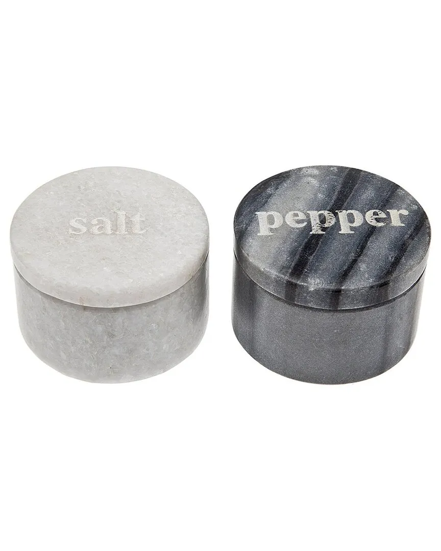 Marble Salt & Pepper Cellar Set - White image