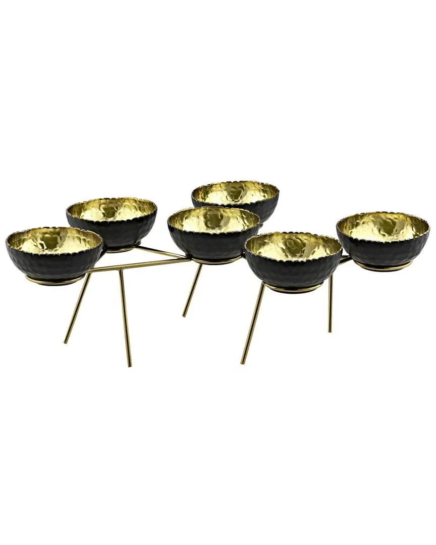 Munro Hammered 6Pc Bowls And Stand - Black, Stainless Steel image