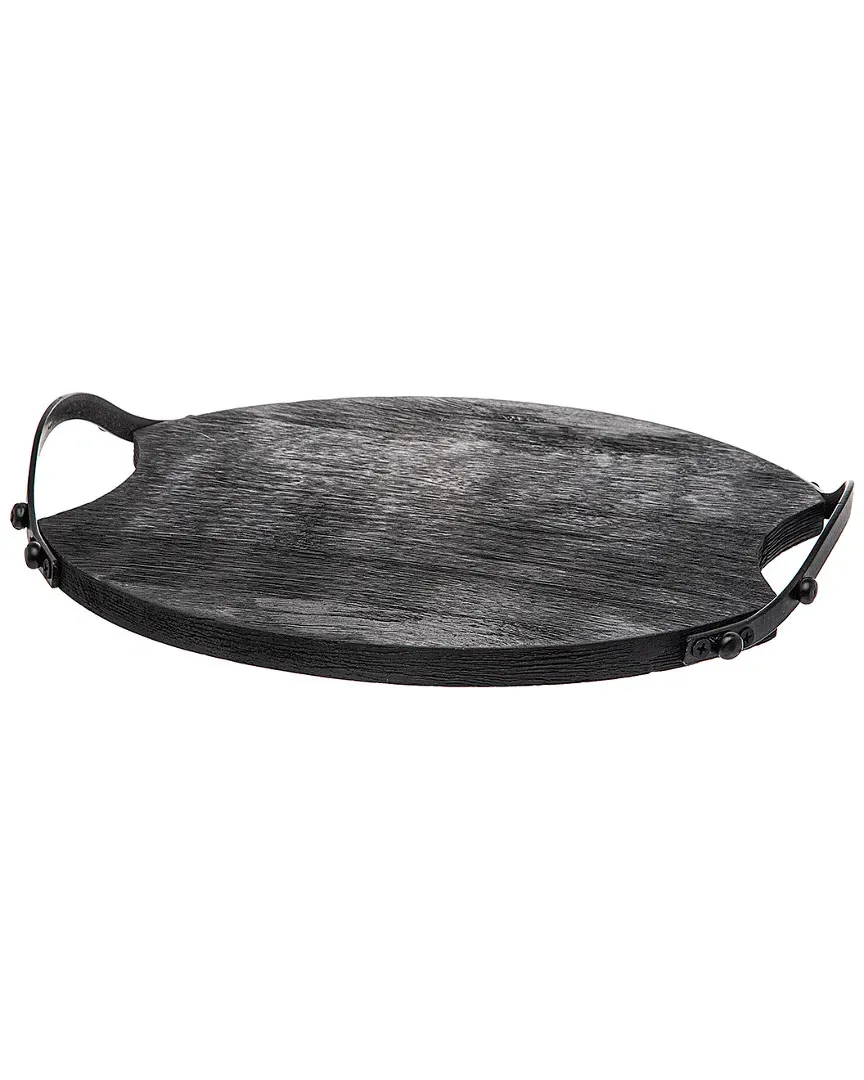 Orchard Round Tray - Black, Mango Wood