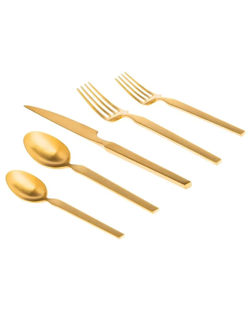 Podium 20pc Flatware Set - Matte Gold, Stainless Steel