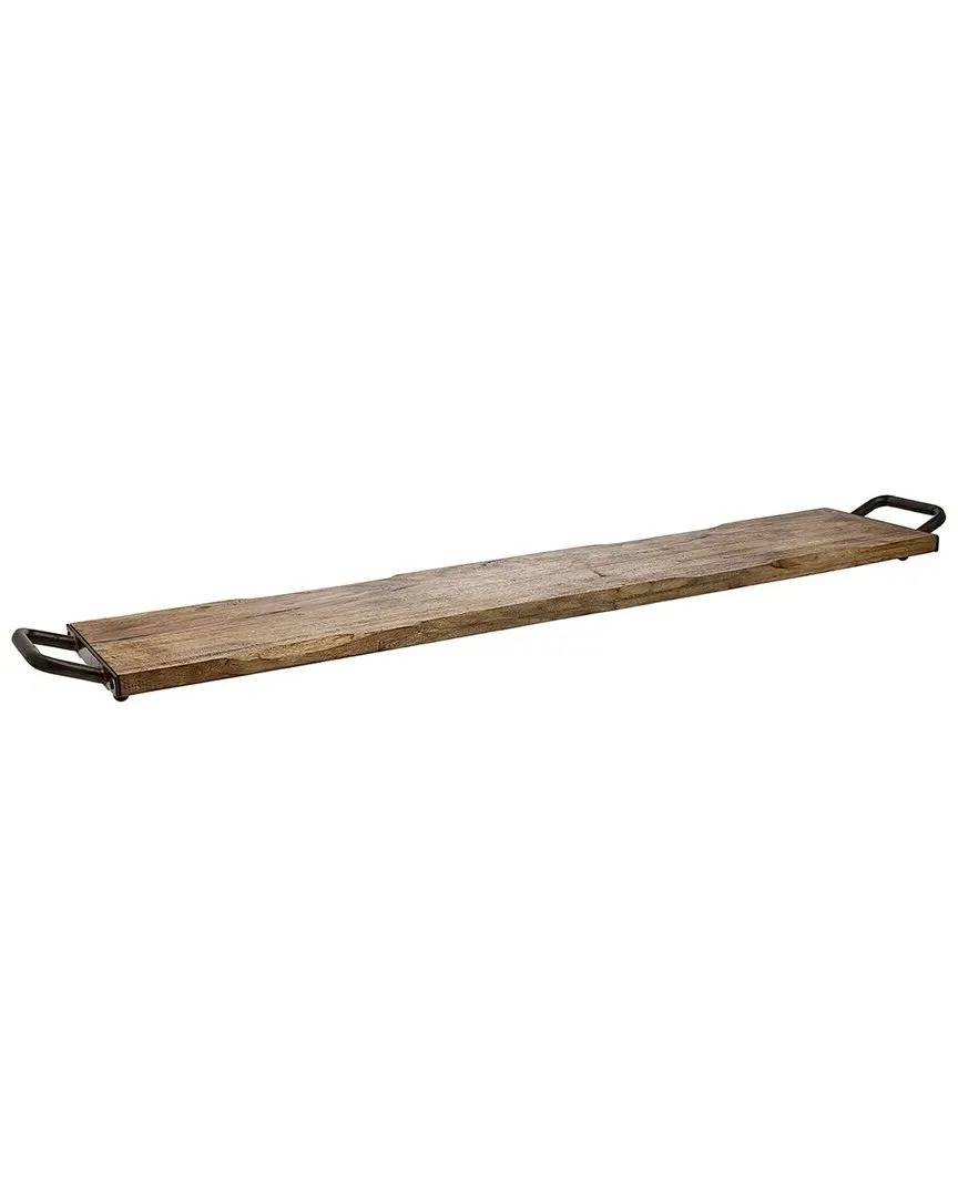 Rectangular Wood Handled Tray - Brown image
