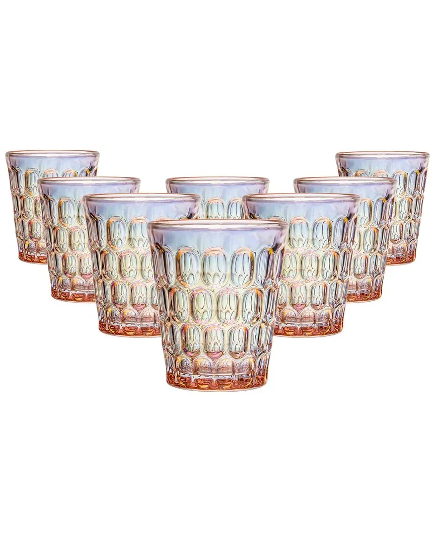 Rex Set of 8 Double Old Fashioned Glasses - Pink, Crystal image