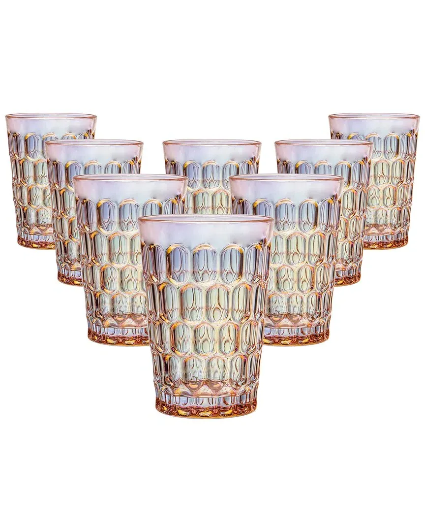 Rex Set of 8 Highball Glasses - Pink, Crystal