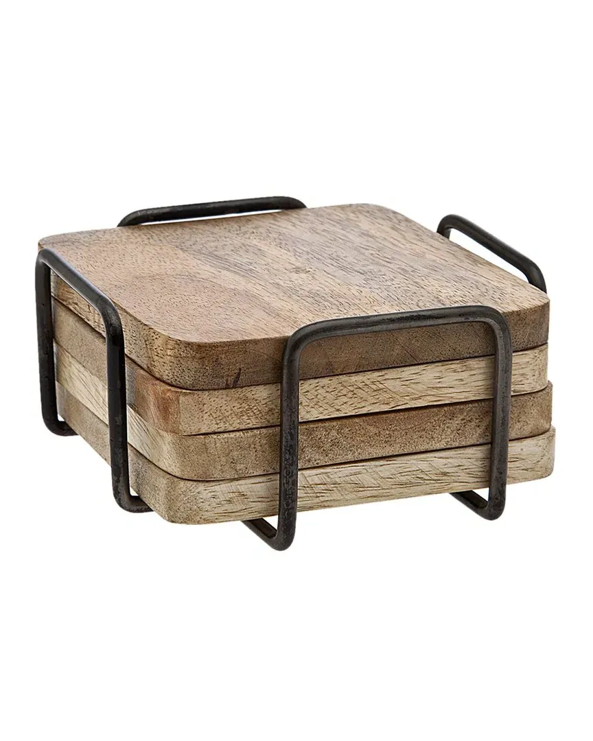 Ridgewood Coaster Set - Black, Acacia Wood image