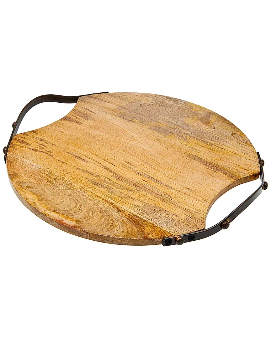 Round Wooden Handled Tray image