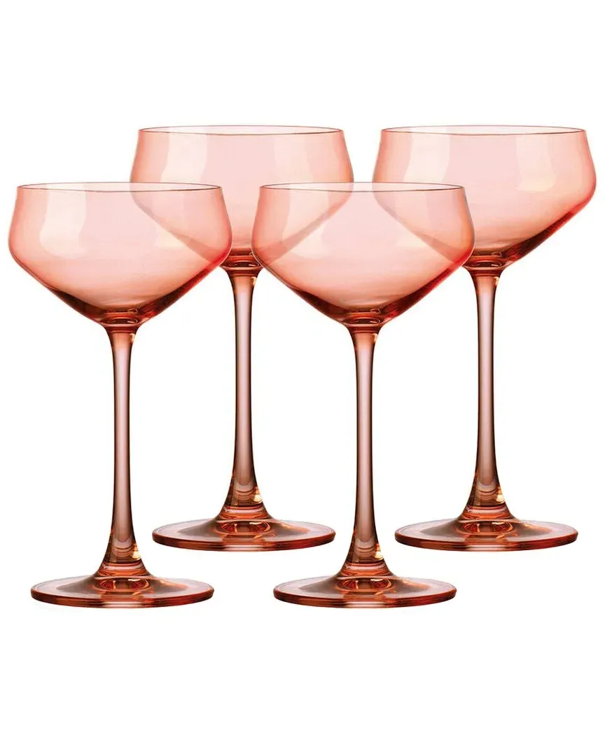 Set of 4 Champagne Coupes - Coral, Crystal image