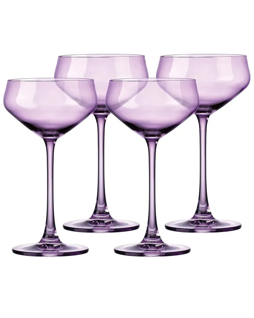 Set of 4 Champagne Coupes - Lilac, Crystal
