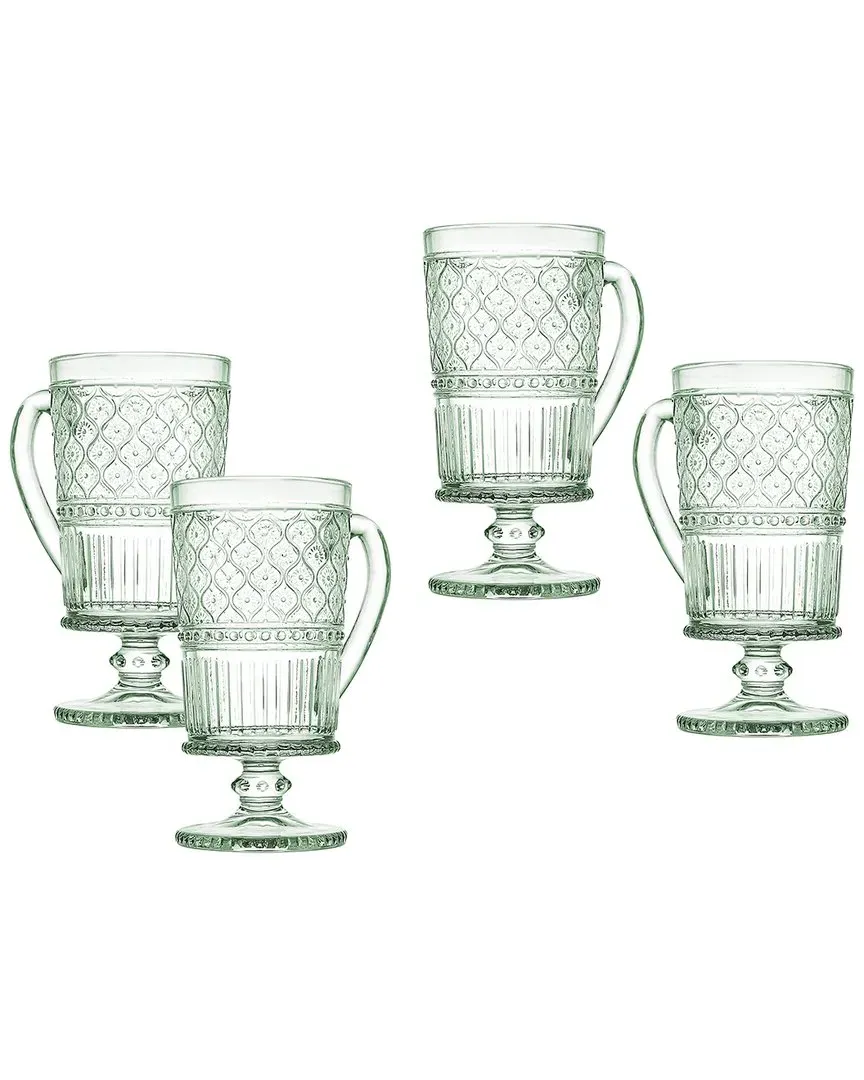 Set of 4 Claro Footed Coffee Mugs - Green, Crystal image