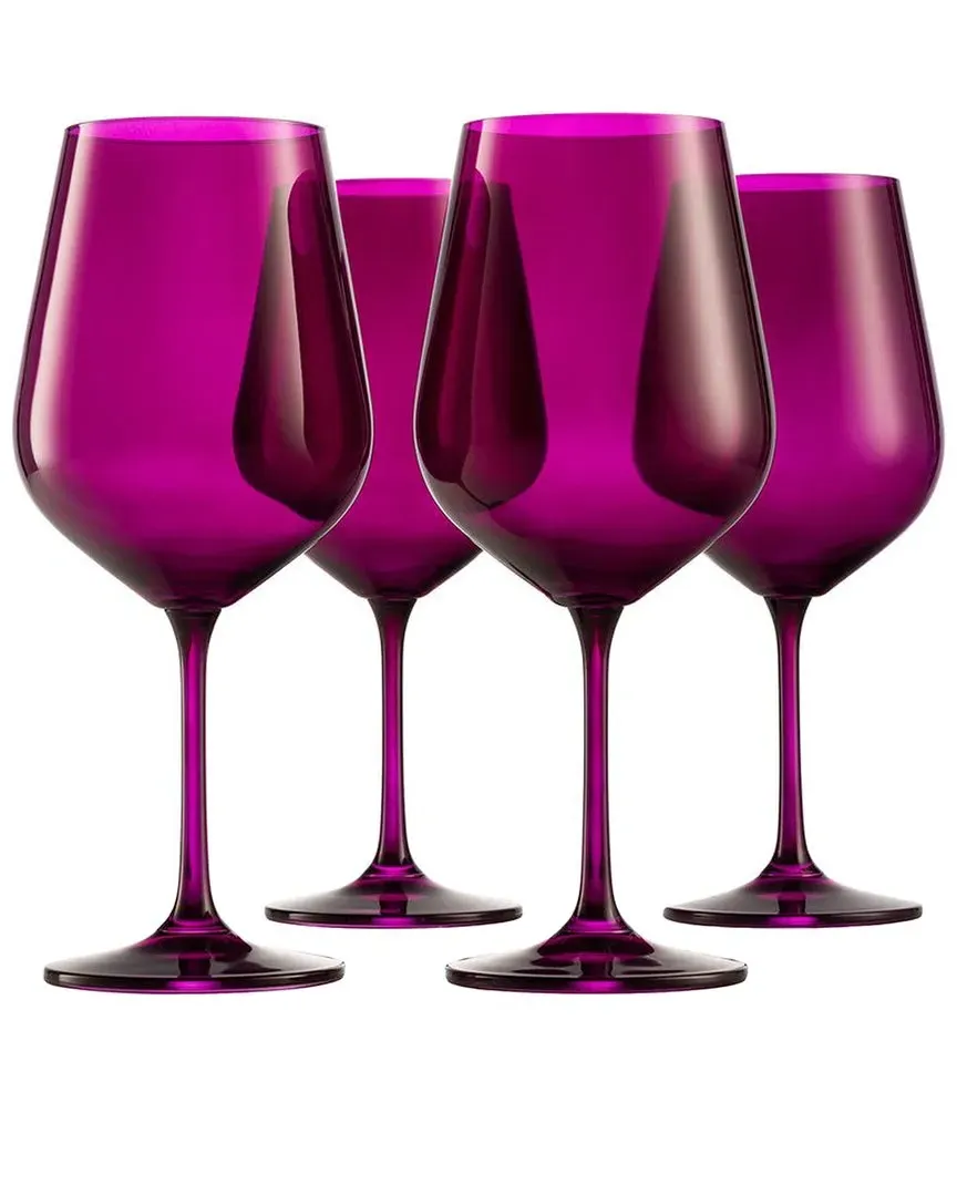 Set of 4 Red Wine Glasses - Amethyst, Crystal image
