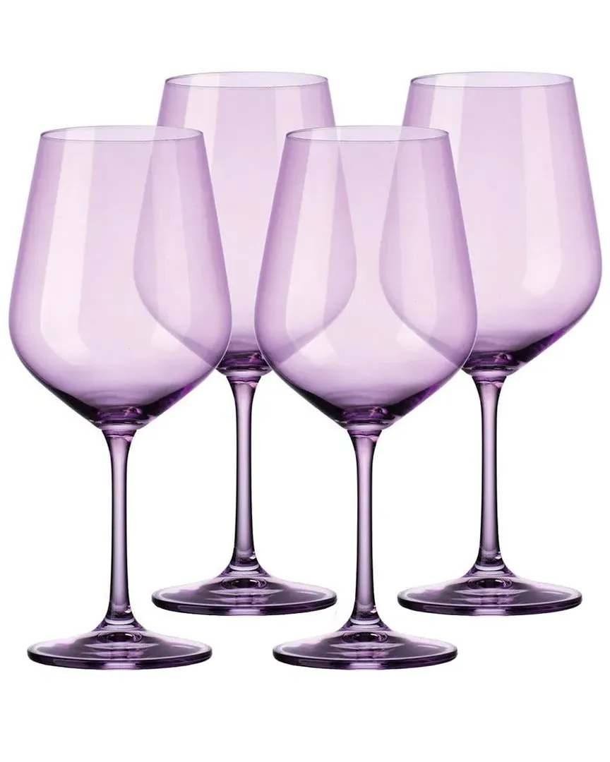 Set of 4 Red Wine Glasses - Lilac, Crystal