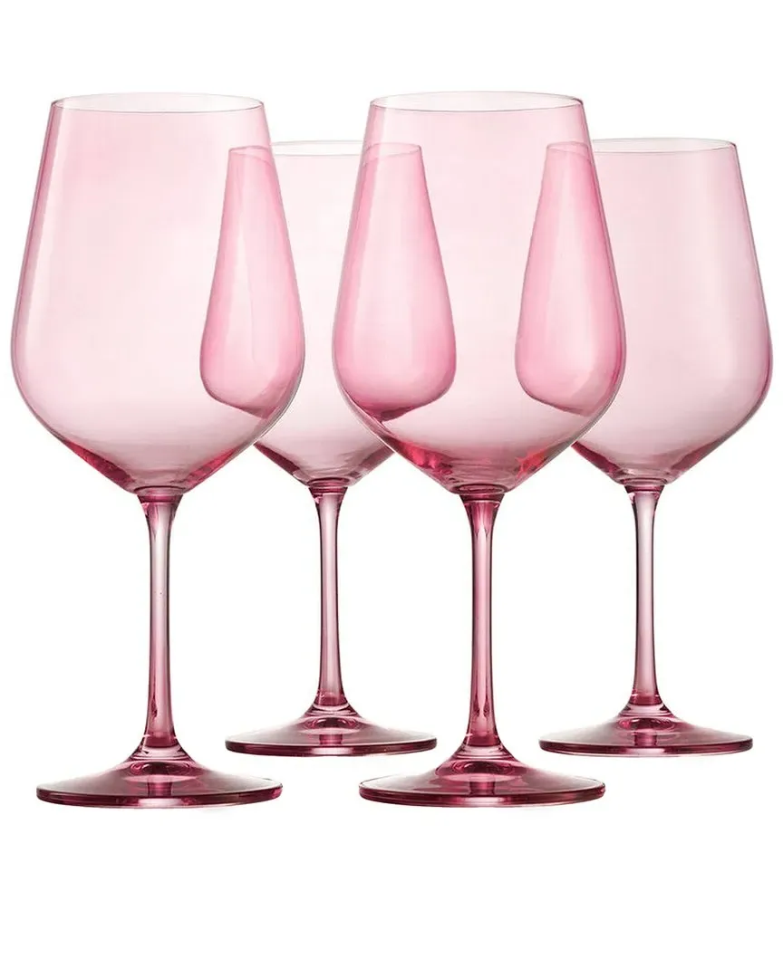 Set of 4 Red Wine Glasses - Rose, Crystal