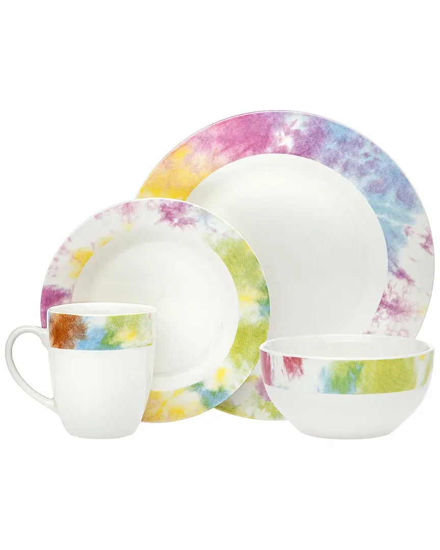 Tie Dye 16-Piece Dinnerware Set